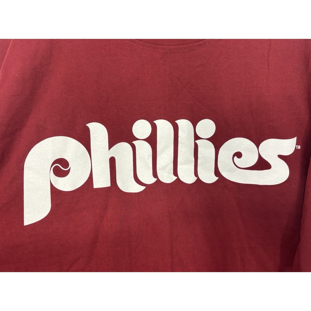 Philadelphia Phillies Shirt Throwback Maroon Men's Large TALL Retro Vintage NEW - Picture 3 of 8
